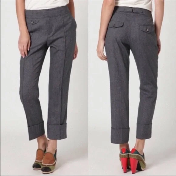 Anthropologie Cartonnier Gray Cuff Crop Tweed Pant - Picture 1 of 5